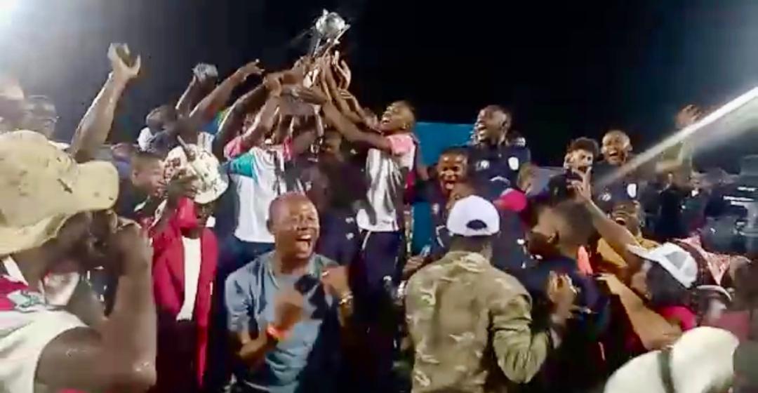 Debmarine Stars lifting trophy