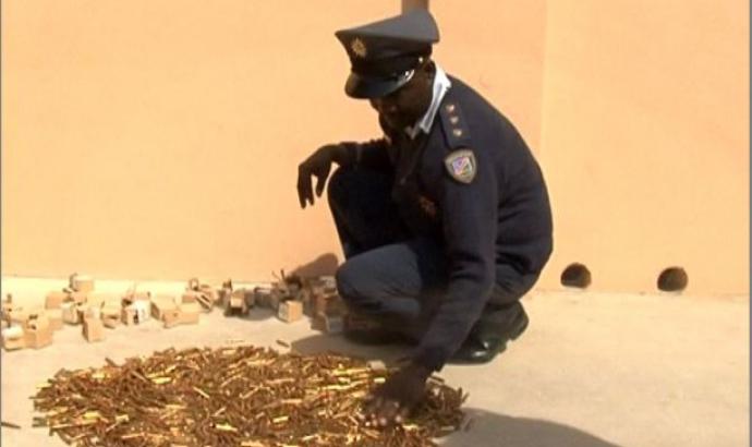 Boxes of ammunition discovered along the Trans-Caprivi Highway.