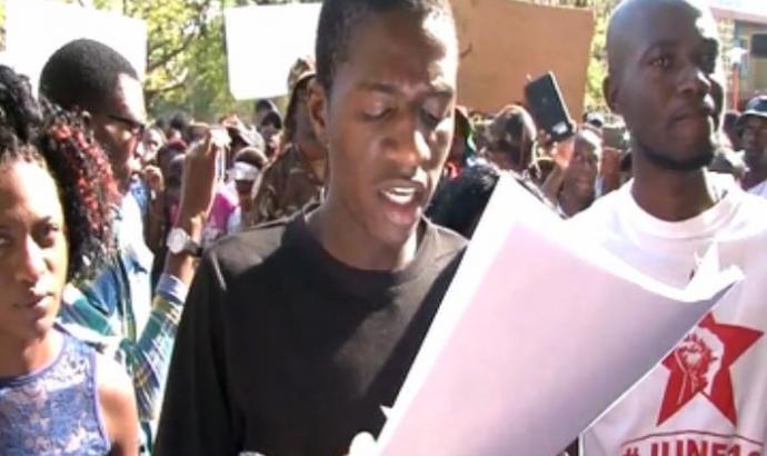 Students from the Hifikepunye Pohamba campus demand the removal of a lecturer