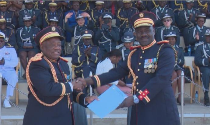 New Namibian Police Inspector General Joseph takes over instruments of power from outgoing Lt Gen Sebastian Ndeitunga